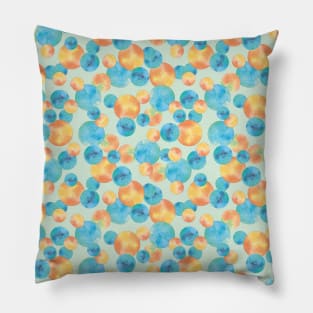 Blue and orange watercolor circles design seamless pattern Pillow