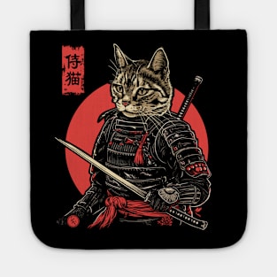 Samurai Cat, Japanese Cat Art Aesthetic, Cat Lover Tote