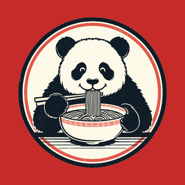 Panda Eating Ramen Retro by PhotoSphere
