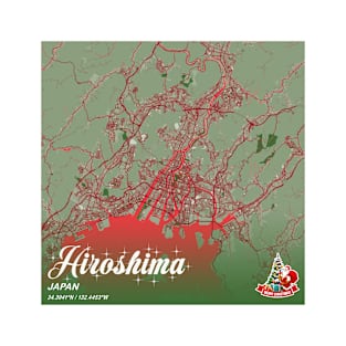 Hiroshima - Japan Christmas Map T-Shirt