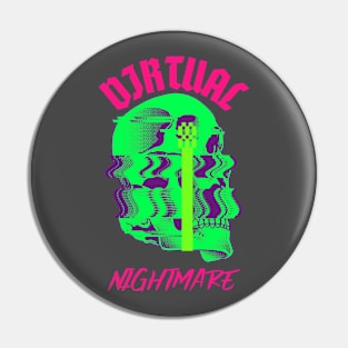 Virtual Nightmare Glitch Skull Pin