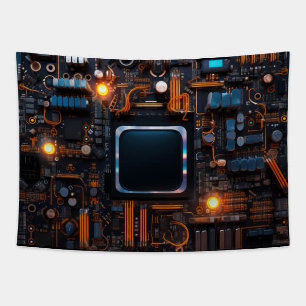 Cyber Circuit Cityscape Tapestry by star trek fanart and more