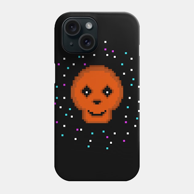 Halloween Skull Pixel Art (Orange and Black) Phone Case by Zaerisfade