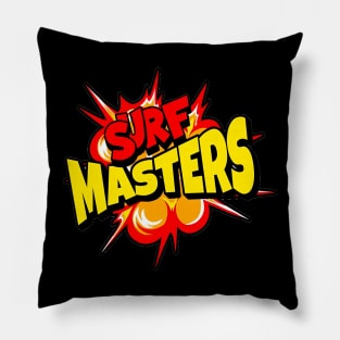 Surf Masters, Hello Summer Vintage Funny Surfer Riding Surfing Lover Gifts Pillow