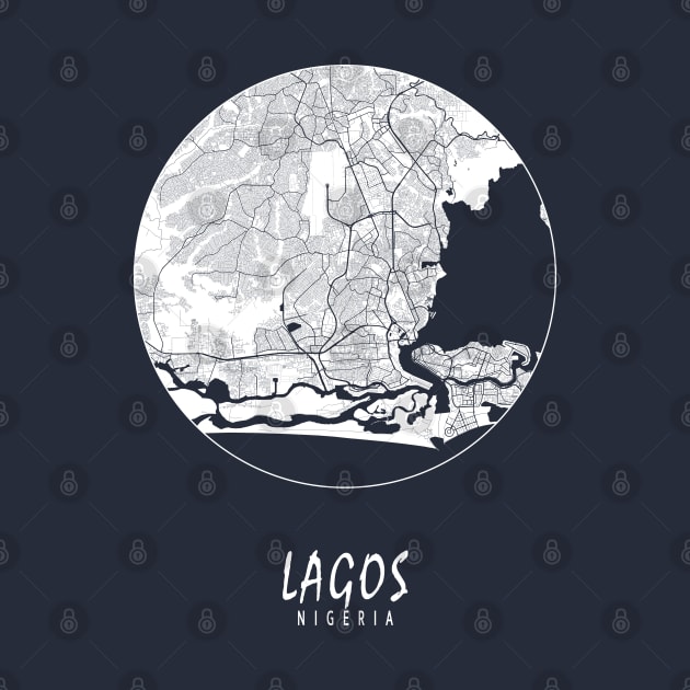 Lagos, Nigeria City Map - Full Moon by deMAP Studio