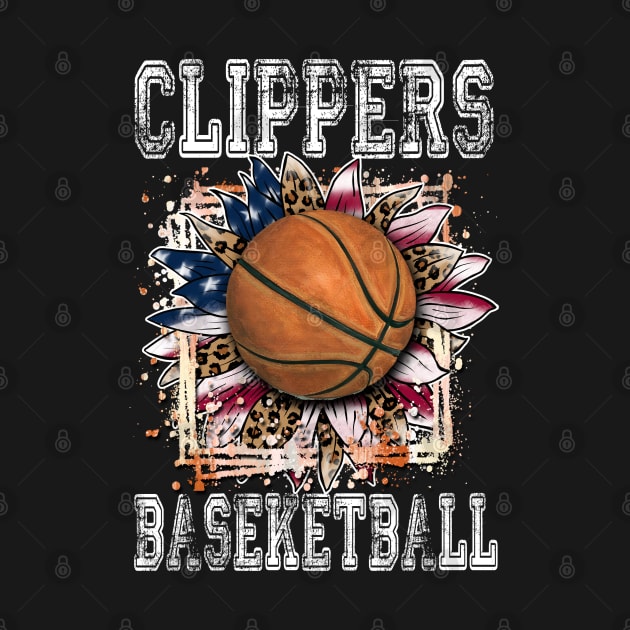 American Flag Personalized Clippers Proud Name Basketball by Irwin Bradtke