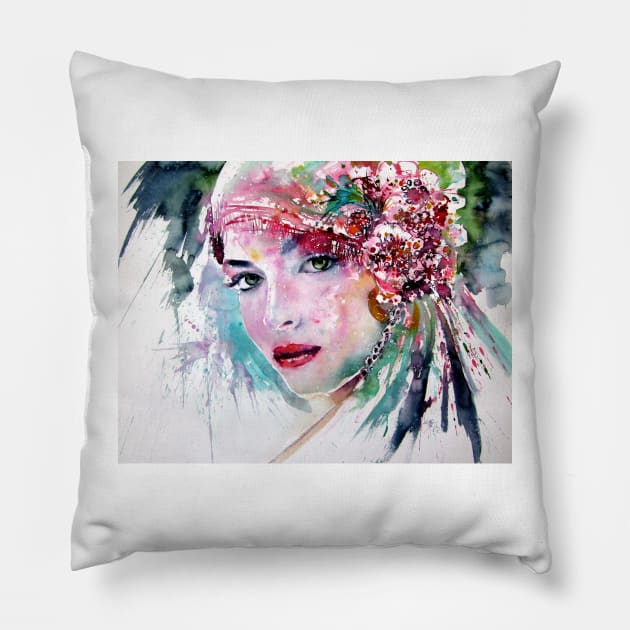 Beauty with flowers Pillow by kovacsannabrigi