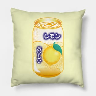 Lemon Soda Can Japanese Soft Drink Kawaii Soft Pastel Pop Art Retro Pillow