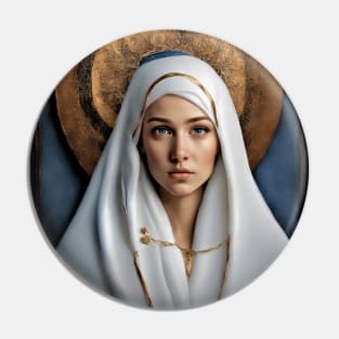 Portrait of Virgin Mary in white veil Pin