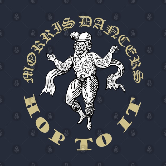 Morris Men Hop To It Fun Vintage Illustration Beige Text by taiche