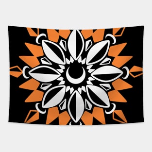 Abstract Moon Flower Print (Orange) Tapestry