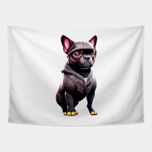 Frenchie in Sleek Feline Attire Version 2 Tapestry