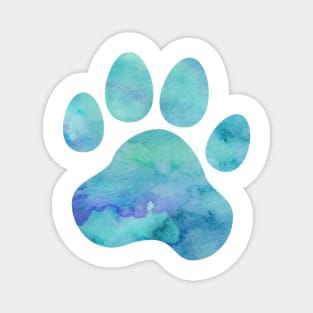 Dark Teal Watercolor Paw Print Magnet