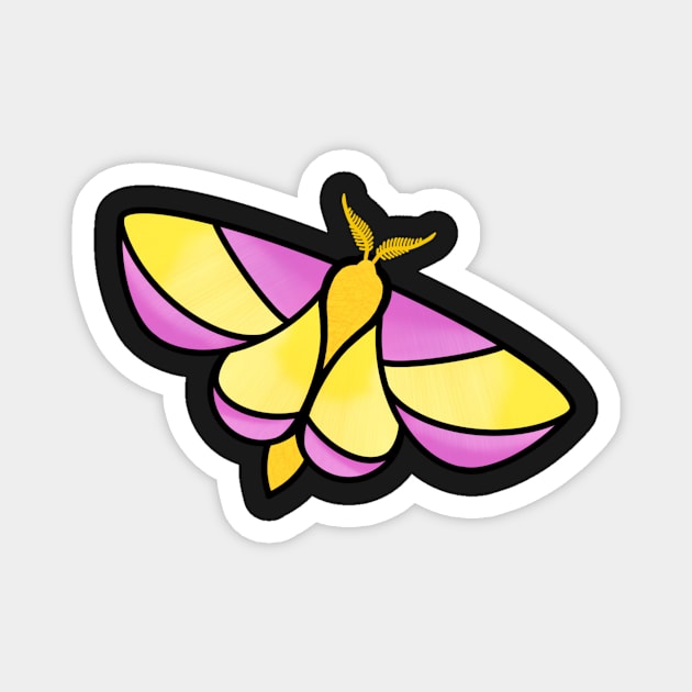 Rosy Maple Moth - Digital illustration Magnet by BuckNerdImages