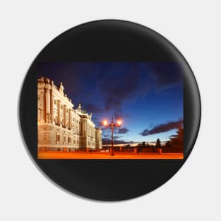 Royal Palace, Palace, Palacio Real on Plaza de Oriente at dusk, Madrid, Spain, Europe Pin