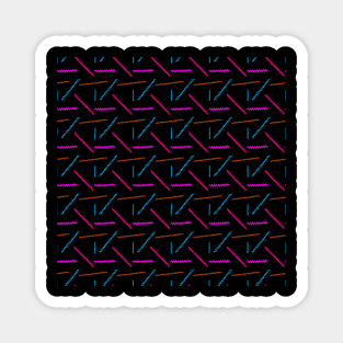 Retro 90s Neon Zigzag Lines - Wavy, Funky Pattern Magnet