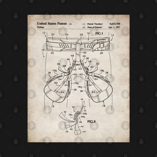 Rock Climbing Harness Patent - Rock Climber Art - Antique by patentpress