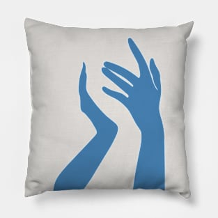 Woman's hands (blue) Pillow