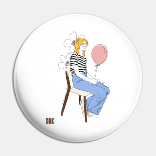 Girl with a baloon Pin