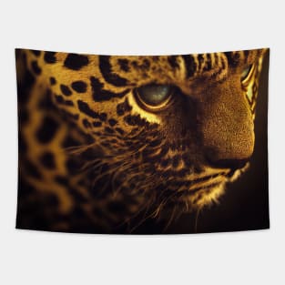 Angry , dangerous leopard portrait Tapestry