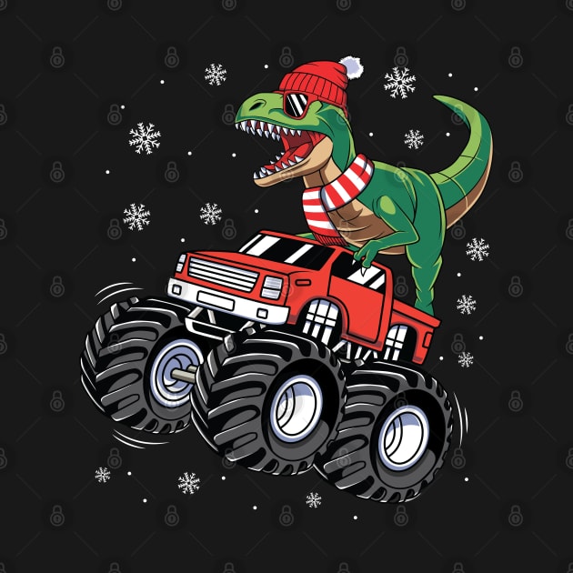 Dinosaur T Rex Riding Monster Truck Funny Christmas Xmas by HCMGift