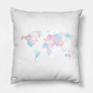 Pastel Water color World Map Pillow