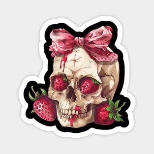 Coquette Strawberry Skull Magnet