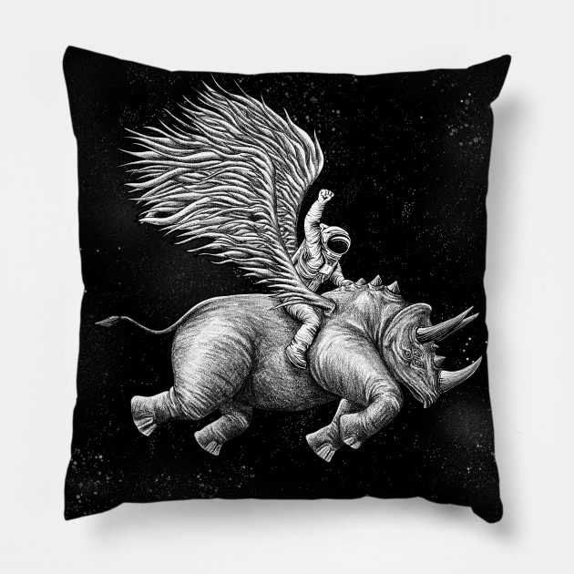 Space Rhino Pillow by mattleckie