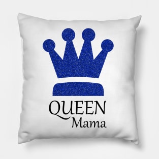 Queen Mama Sparkles in Blue Glitter Crown Pillow