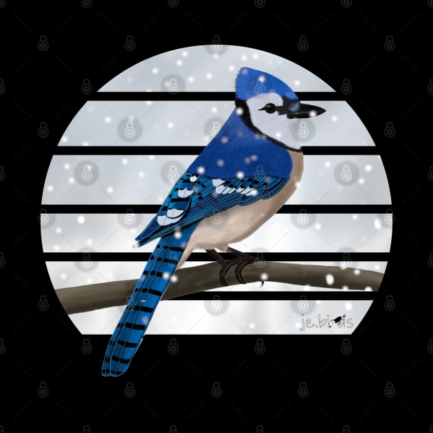 Blue Jay Winter Snow Bird Watching Birding Ornithologist Gift by jzbirds