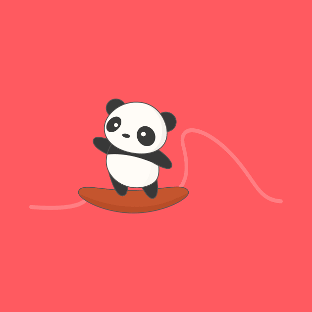Cute Surfing Panda Bear by happinessinatee
