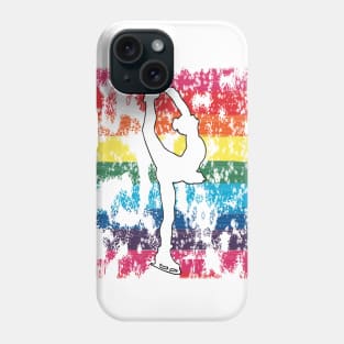 Figure Skating Silhouette on a Rainbow Pride Graphic Background Phone Case