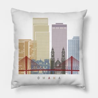 Omaha skyline poster Pillow