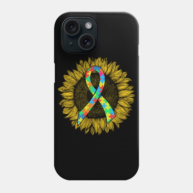 Sunflower cancer awareness Gift For Autism Awareness Phone Case by cotevalentine