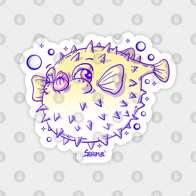 Yellow Pufferfish Puffed Magnet by SPIRIMAL