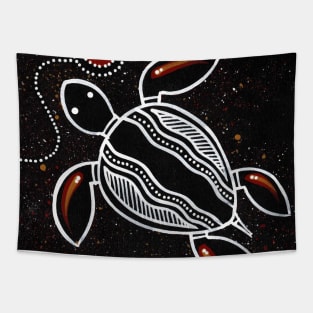 Aboriginal Art - Turtle Black Tapestry