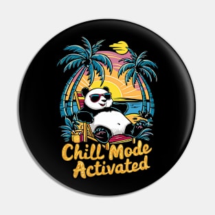 Funny Chill Mode Activated Panda Retro Design Pin