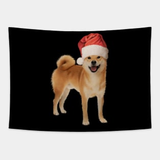 Funny Shiba Dog, Santa Hat, Xmas Tapestry