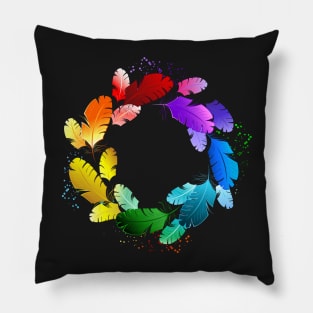 Multicolored Feathers Pillow