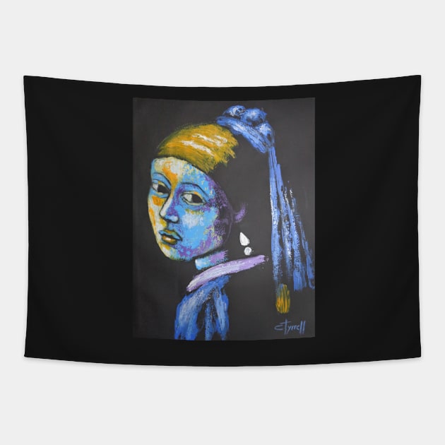 Girl With A Pearl Earring And Yellow Scarf - Portrait Tapestry by CarmenT