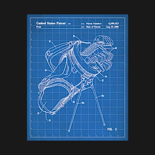 Golf Bag Patent - Golfer Golfing Caddy Art - Blueprint T-Shirt