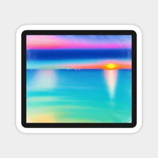 Abstract Sunset Over Calm Water Magnet