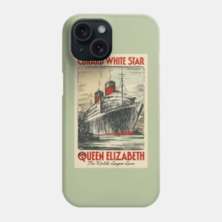 Cunard Line Ocean Liner RMS QUEEN ELIZABETH 1930s Fantasy Poster Phone Case