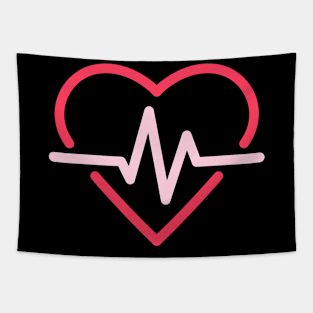 Heart With Heartbeat Be In Love And Health Care Gift Tapestry