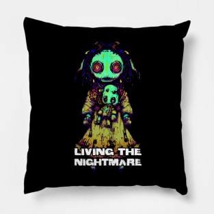 Creepy Scary Doll Living The Nightmare October 31st Horror Pillow