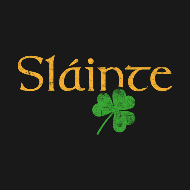 Slainte Irish good health St patricks day orangw and green design by Keleonie