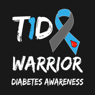 T1D Warrior Type 1 Diabetes Awareness Blue Ribbon T-Shirt