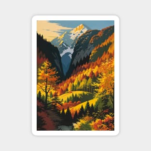 Autumn Nature in a Mountain Valley Magnet