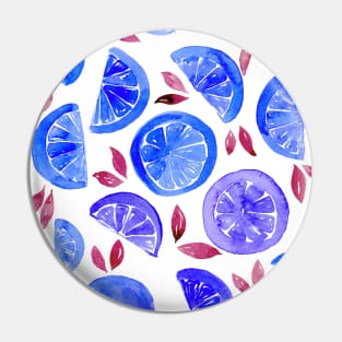 Watercolor grapefruit - funny blue Pin