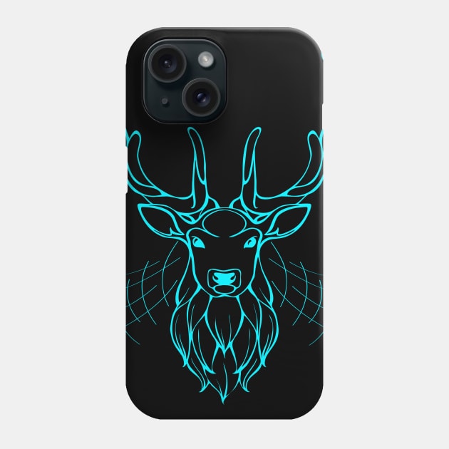 Turquoise deer head Phone Case by Dominic Becker